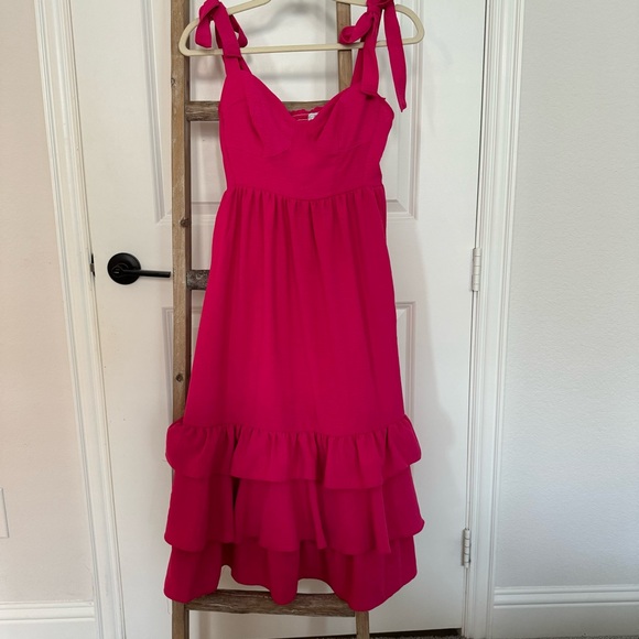 Women's Bustier Midi Sundress NWOT Small with bow ties at shoulder - Picture 9 of 11